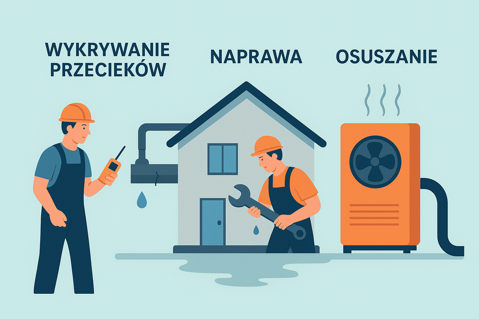 Wykrywanie przecieków, naprawa i osuszanie